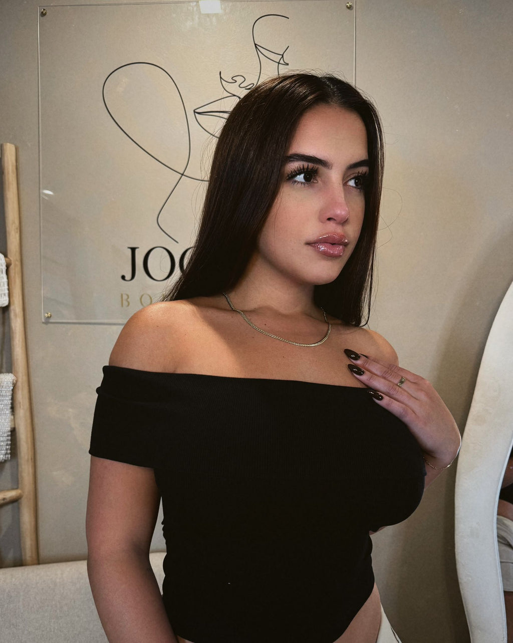 Off Shoulder Necessity Top Black