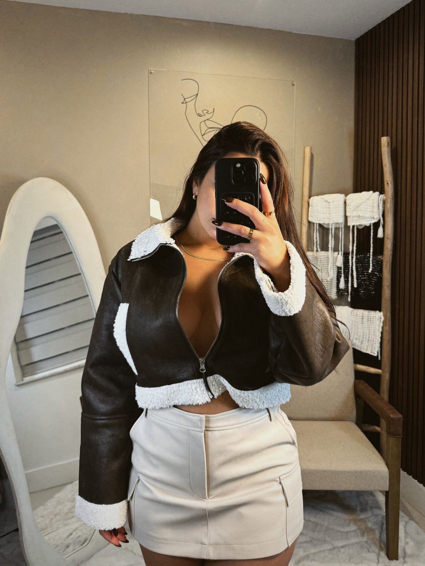 CALL ME LATER FAUX LEATHER CROPPED JACKET