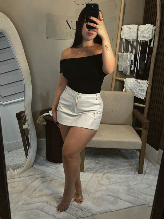 Hey There Faux Leather Skort