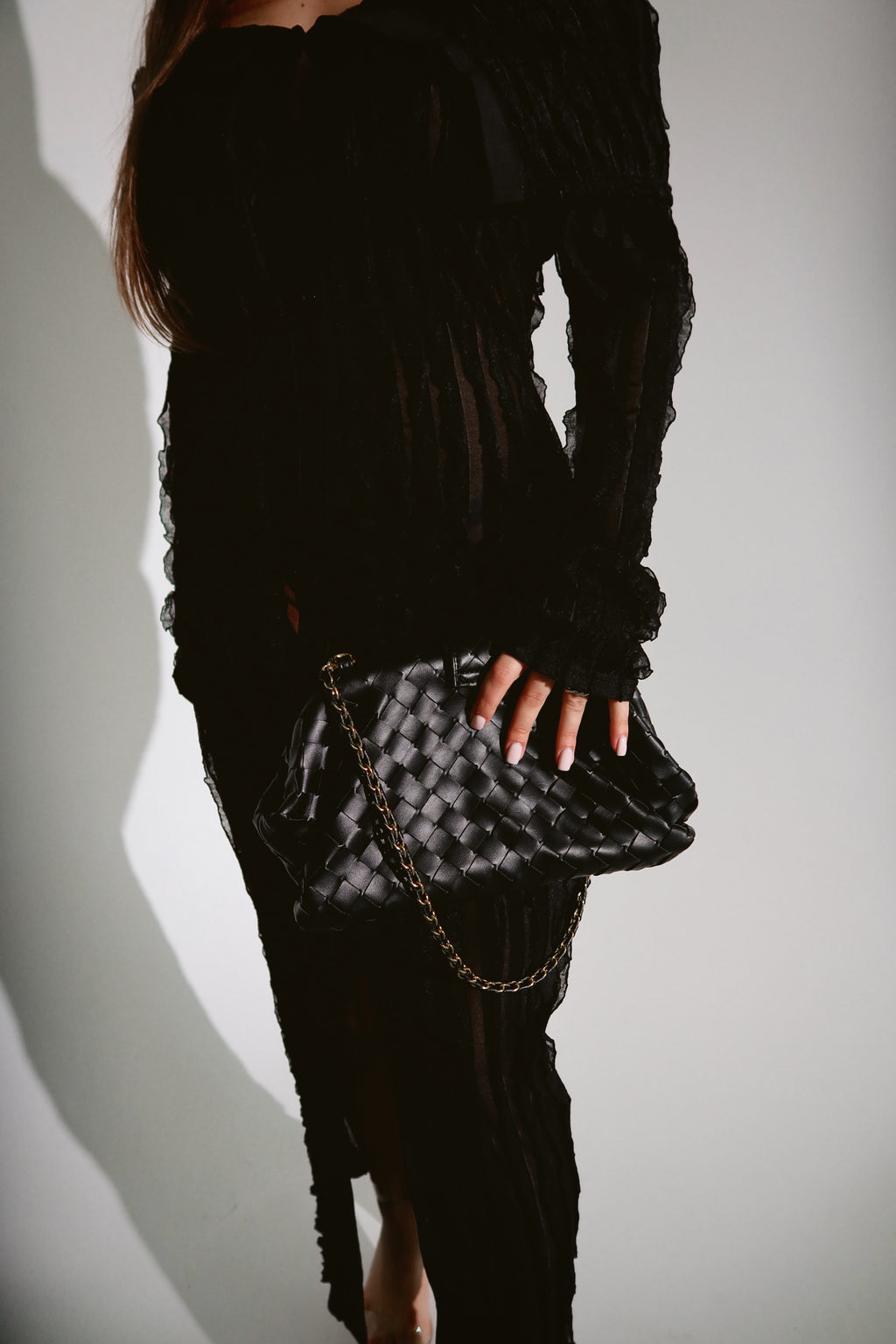 Noir Woven Shoulder Bag